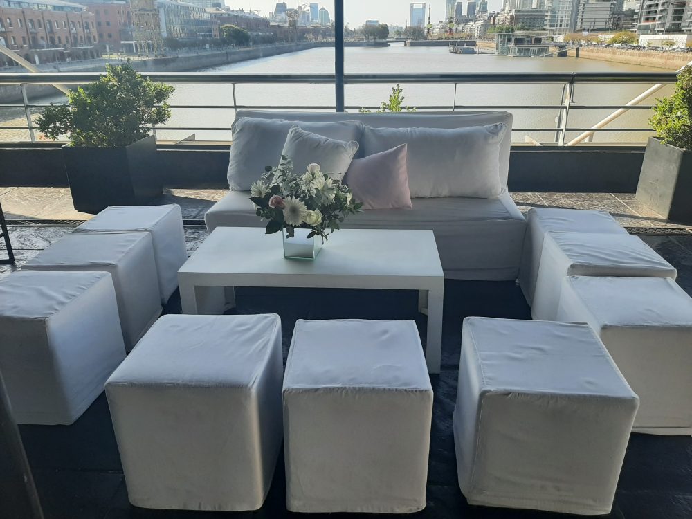 Puff blanco, gris, negro y beige - Imagen 6