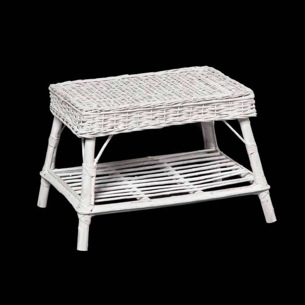 Mesa ratona blanca de mimbre