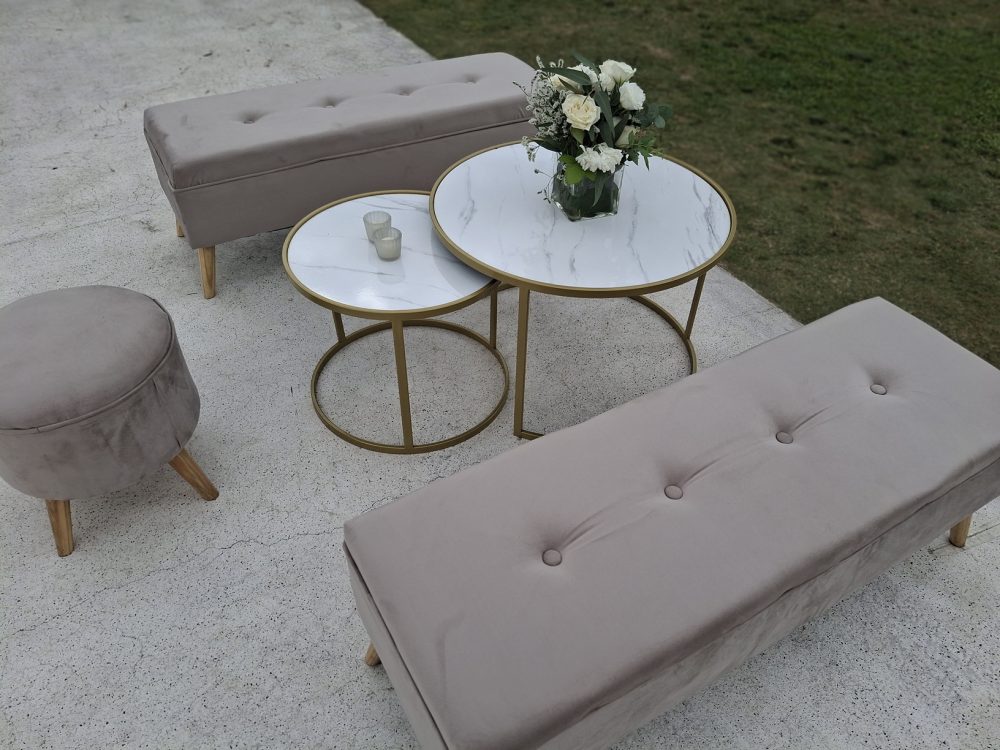 Mesa ratona dorada simil marmol - Imagen 3
